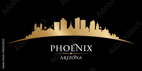 Phoenix Arizona city silhouette black background