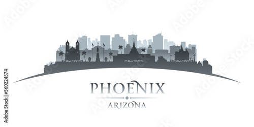 Phoenix Arizona city silhouette white background