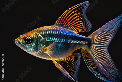 Beautiful fish in macro the danio rerio tetra fish. Generative AI © 2rogan