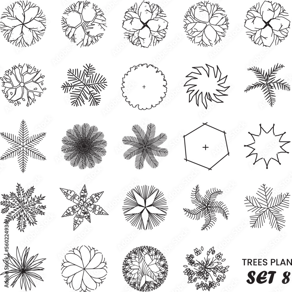 Obraz premium Architectural Drawing Trees Plan Set 8