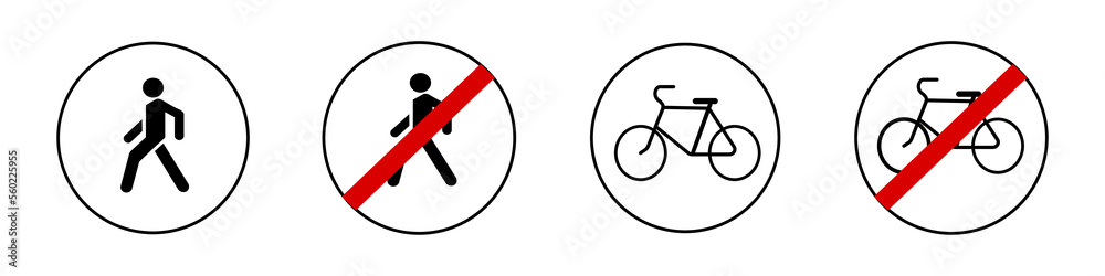 pedestrian sign man walk and don't walk icon set bike path no bicycle sign pedestrian sign man walk and don't walk icon set bike path no bicycle sign