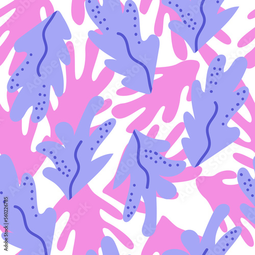 Seamless pattern with abstract psychedelic leaves. Tropical vector background © Felizabeth