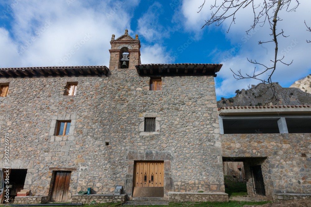 Old hermitage of La Magdalena in the village of Anguiano in La Rioja, Spain. Old house in the countryside