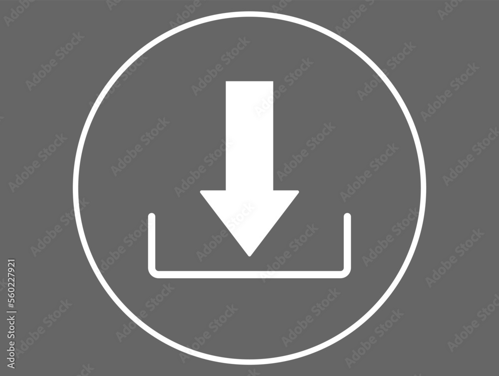 Download icon. Down arrow, web data transfer isolated on dark background Download icon. Down arrow, web data transfer isolated on dark background