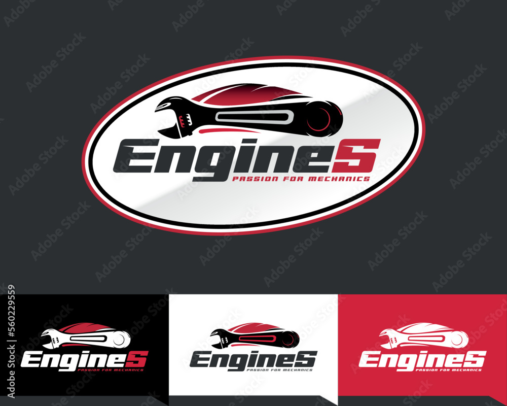Automotive car logo mechanic tool template black and red with variations Automotive car logo mechanic tool template black and red with variations