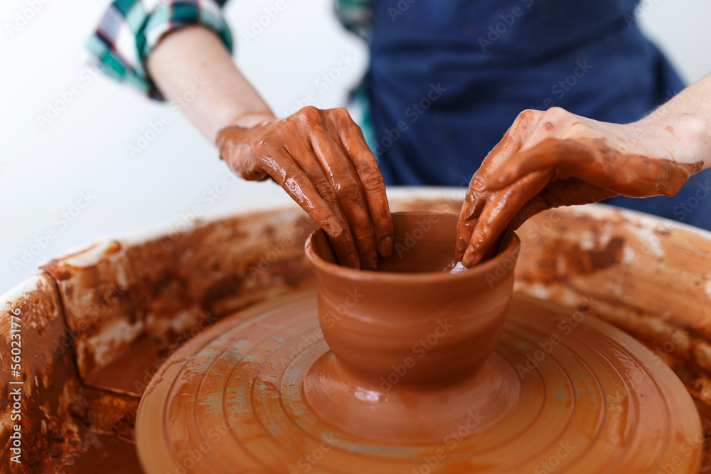 Cropped Image of Unrecognizable Female Ceramics Maker working with