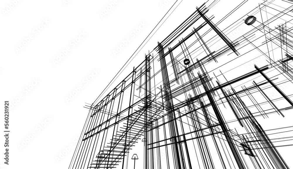 house building sketch architecture 3d illustration house building sketch architecture 3d illustration