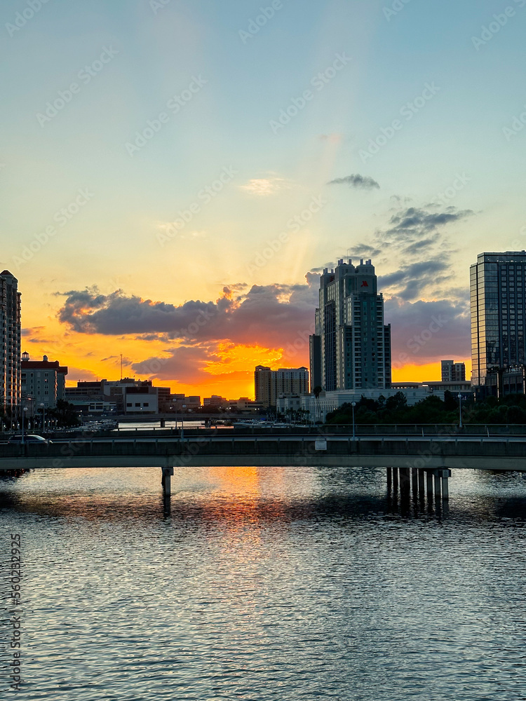 Fototapeta premium Magical sunset and city view