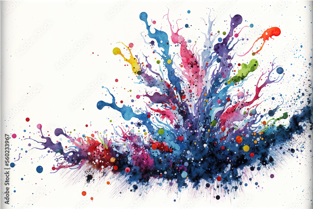 a wonderful simple watercolor splash artwork, exploding effect, generative ai technology
