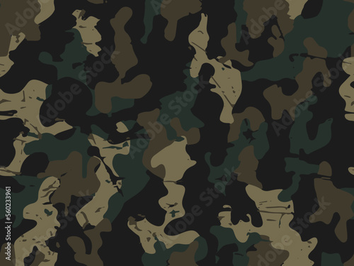 Full seamless military camouflage dark texture skin pattern vector for textile. Usable for Jacket Pants Shirt and Shorts. Dirty army camo masking design for hunting fabric print and wallpaper.