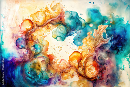 watercolor fog illustration with splashes everywhere, generative ai technology 