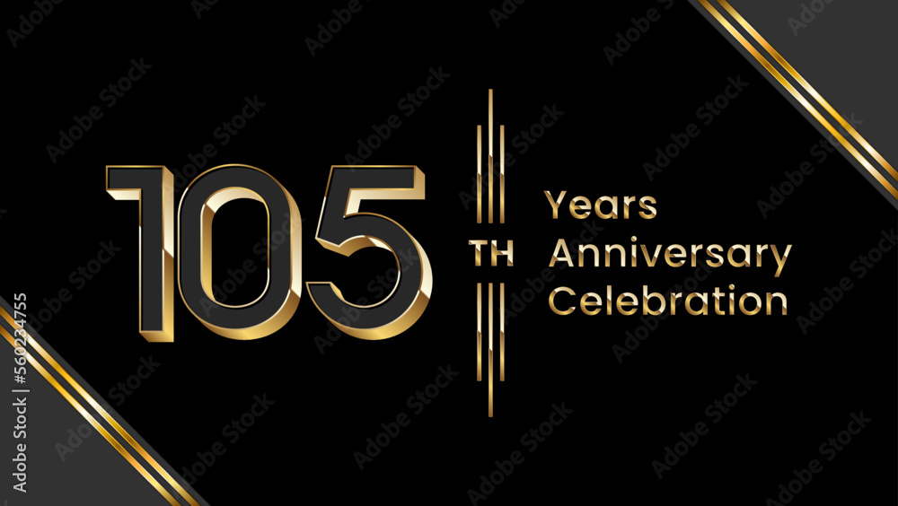 105th Anniversary. Anniversary template design with golden text for anniversary celebration event. Vector Templates Illustration
