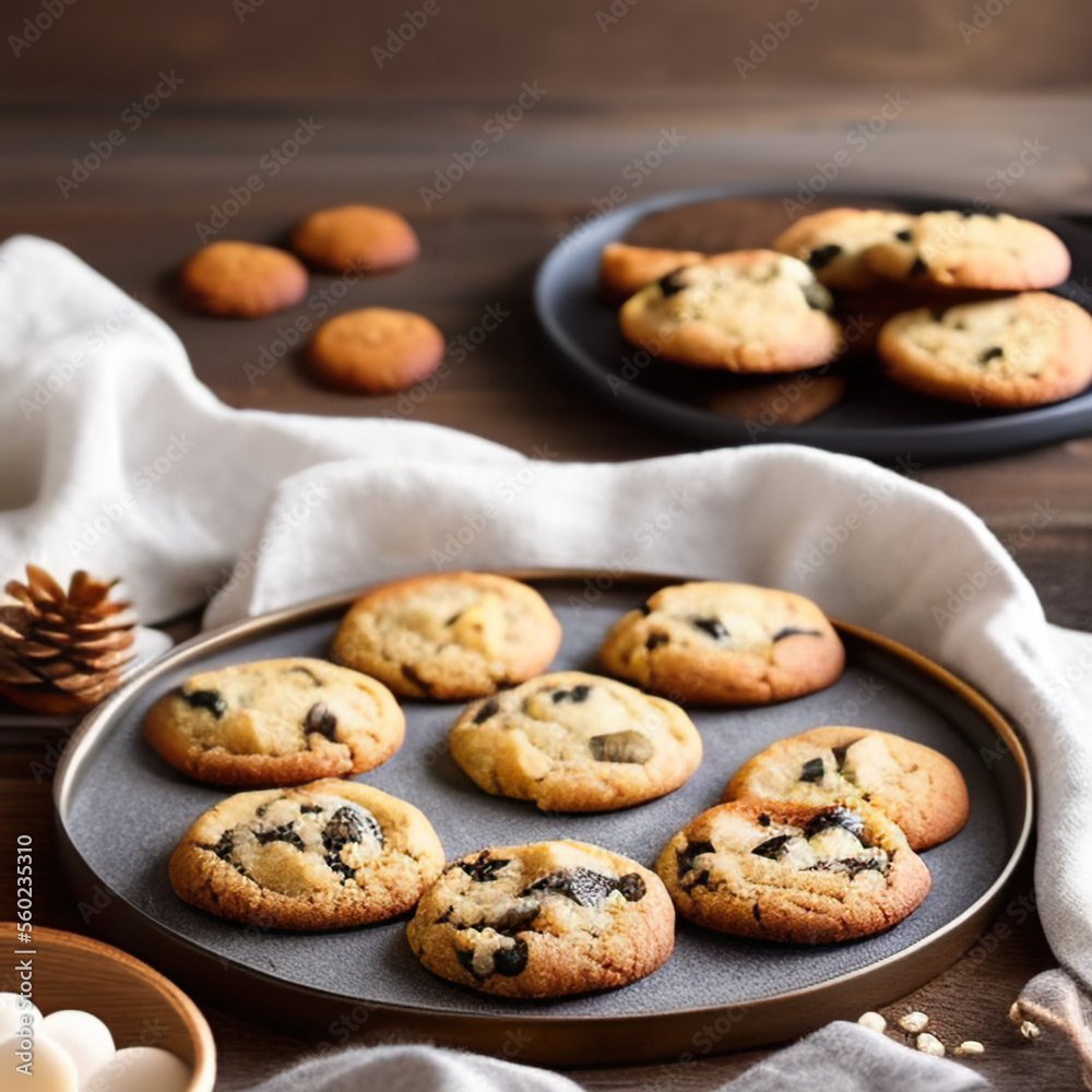 winter chocolate chip cookies in a cozy setting