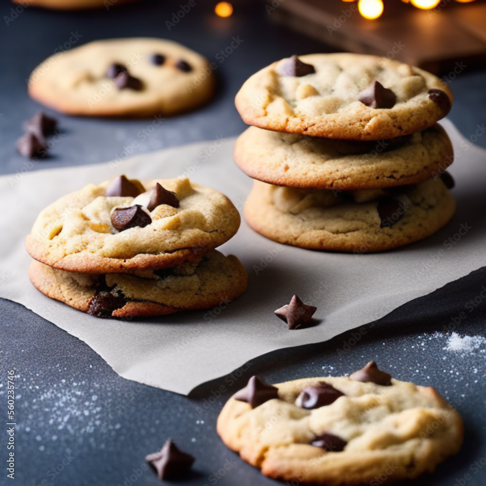 winter chocolate chip cookies in a cozy setting