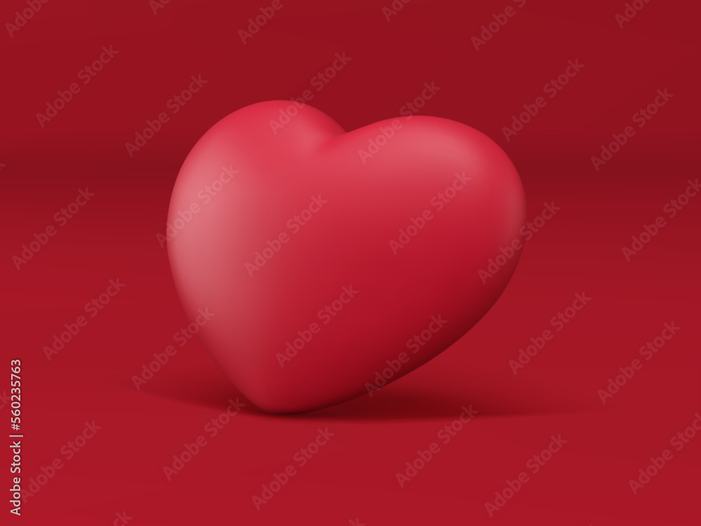 Heart red 3d icon love holiday passion Valentine's Day honeymoon romantic realistic vector illustration