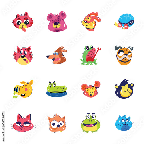 Wallpaper Mural Collection of Cute Animals Flat Stickers 

 Torontodigital.ca