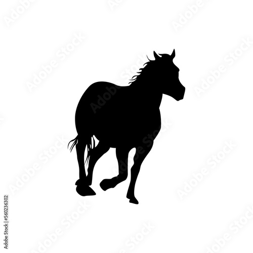Running horse vector silhouette  farm animal vector illustration.