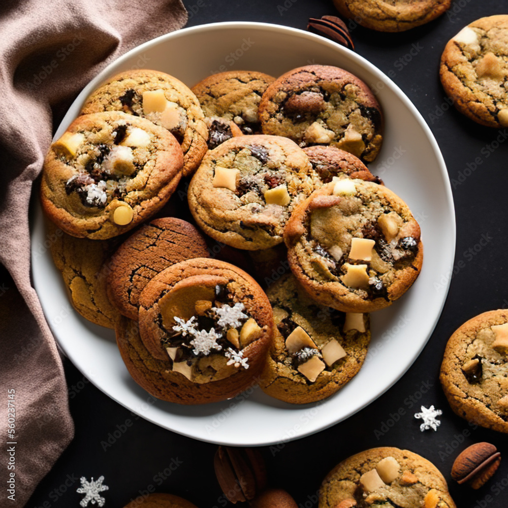 winter chocolate chip cookies in a cozy setting winter chocolate chip cookies in a cozy setting