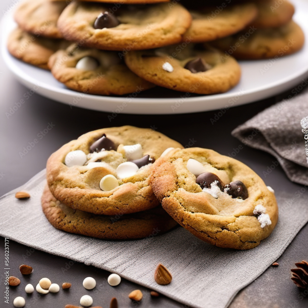 winter chocolate chip cookies in a cozy setting