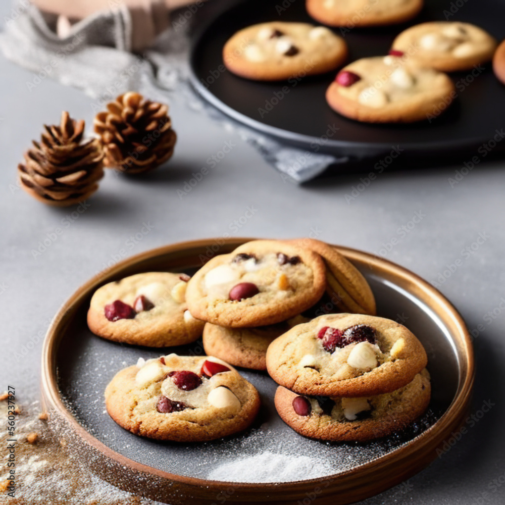 winter chocolate chip cookies in a cozy setting winter chocolate chip cookies in a cozy setting