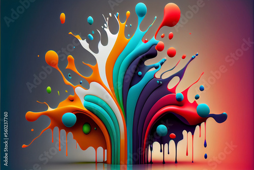 Tablou canvas splash 3d poster modern background. Liquid forms