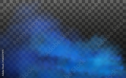 Blue vector cloudiness ,fog or smoke on dark checkered background.Cloudy sky or smog over the city.Vector illustration.
