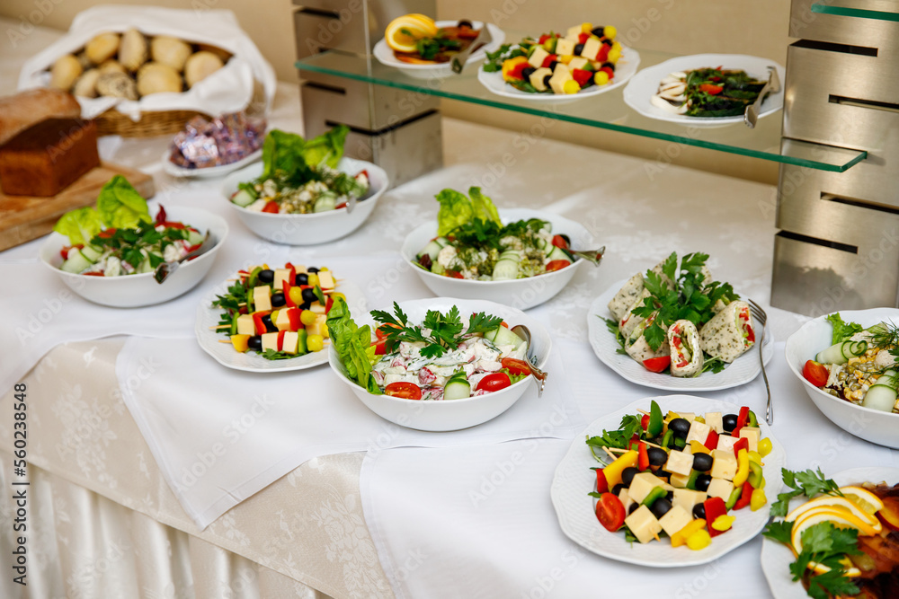 Snacks and canapes on event catering.