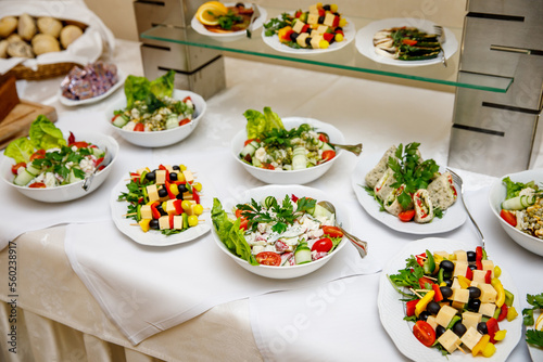 Snacks and canapes on event catering.