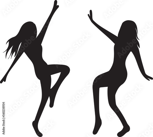 women, girls rejoice, dance silhouette design vector isolated