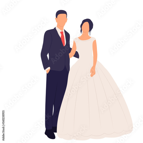 bride and groom in a dress in a flat style  isolated vector