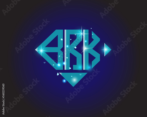 BRK Logo letter monogram with diamond shape design template.
