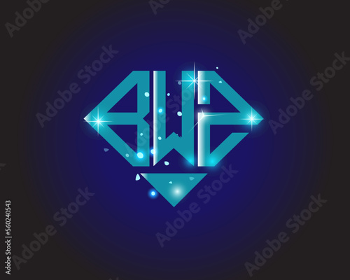 BWZ Logo letter monogram with diamond shape design template.
 photo