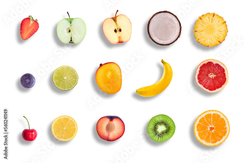 set of fruits top view image  © StylishArt