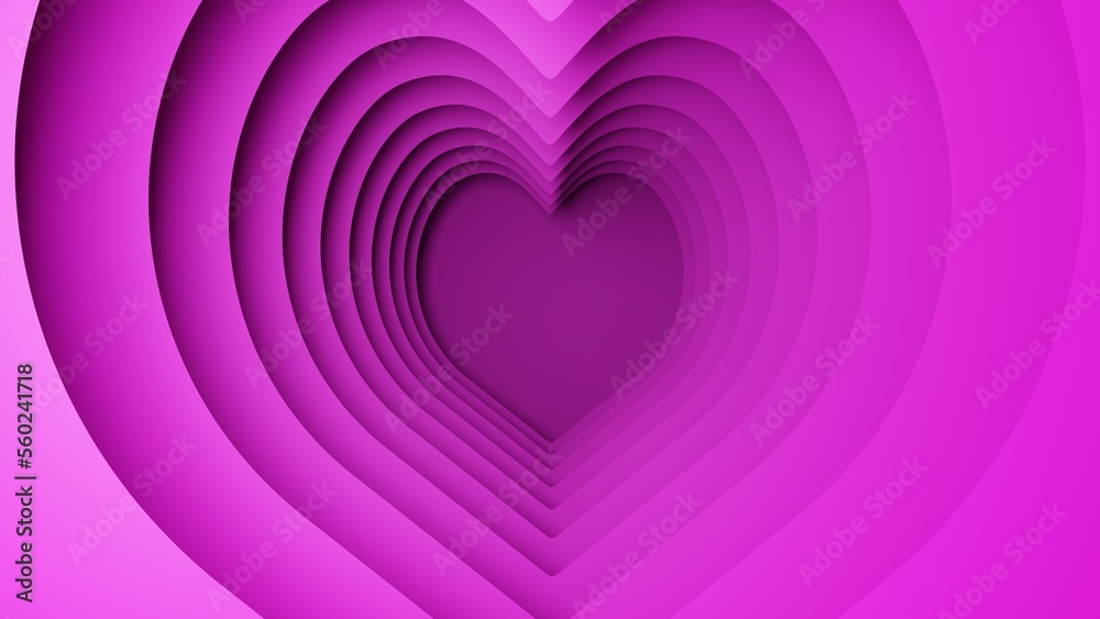 Paper Cut Hearts Purple Background. Valentine's Day Concept.