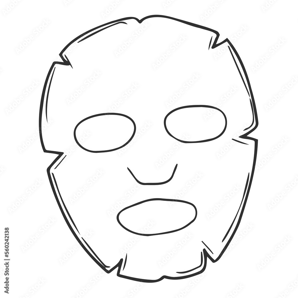 Doodle outline sheet mask isolated on white background. Doodle outline sheet mask isolated on white background.
