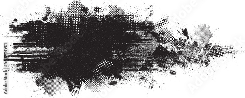 Glitch distorted geometric shape . Noise destroyed logo . Trendy defect error shapes . Glitched frame .Grunge textured . Distressed effect .Vector shapes with a halftone dots screen print texture.