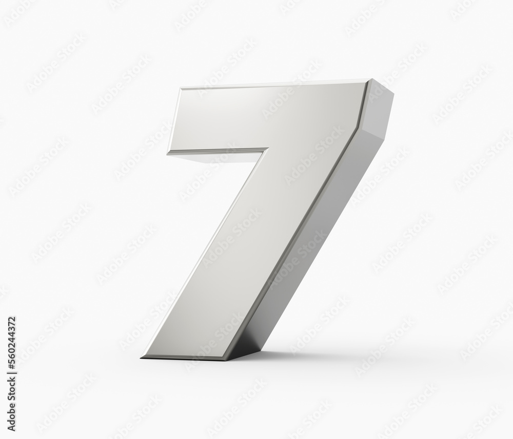 Silver 3d numbers 7 Seven. Isolated white background 3d illustration Silver 3d numbers 7 Seven. Isolated white background 3d illustration