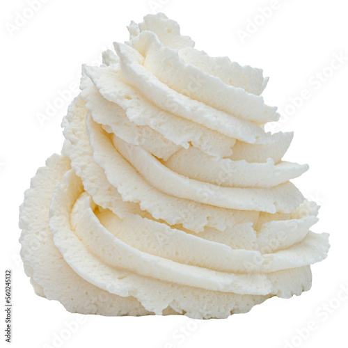Fototapeta Whipped cream swirl  isolated on white background cutout
