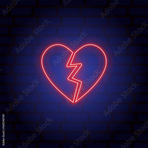 Valentine's Day neon broken heart