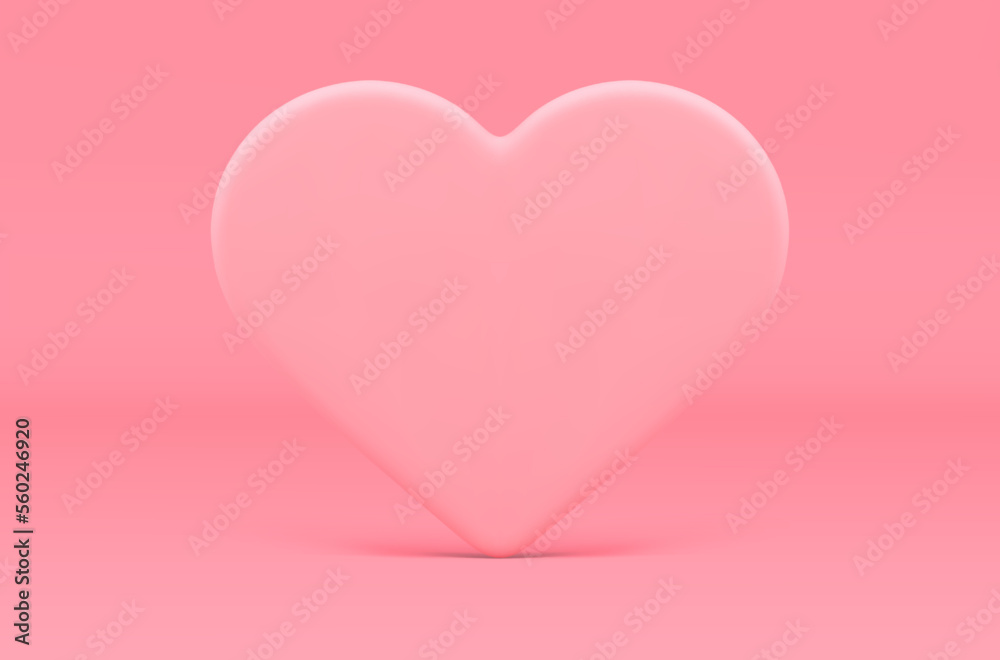 3d heart wall cute pink romantic decor element love festive holiday celebration realistic vector