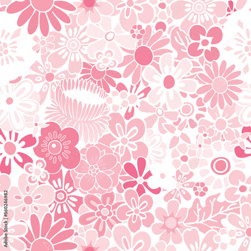 Obraz premium pattern flower colorful mix seamless repeat vector illustration