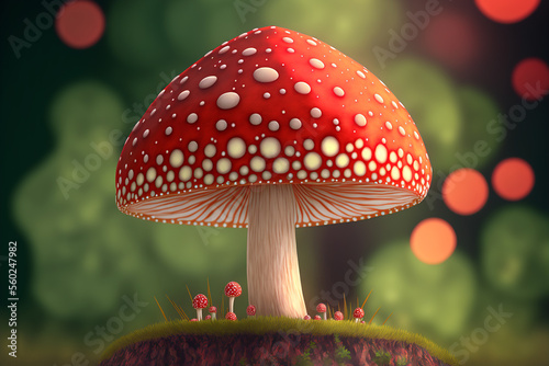 Fly agaric mushrooms in the forest photo