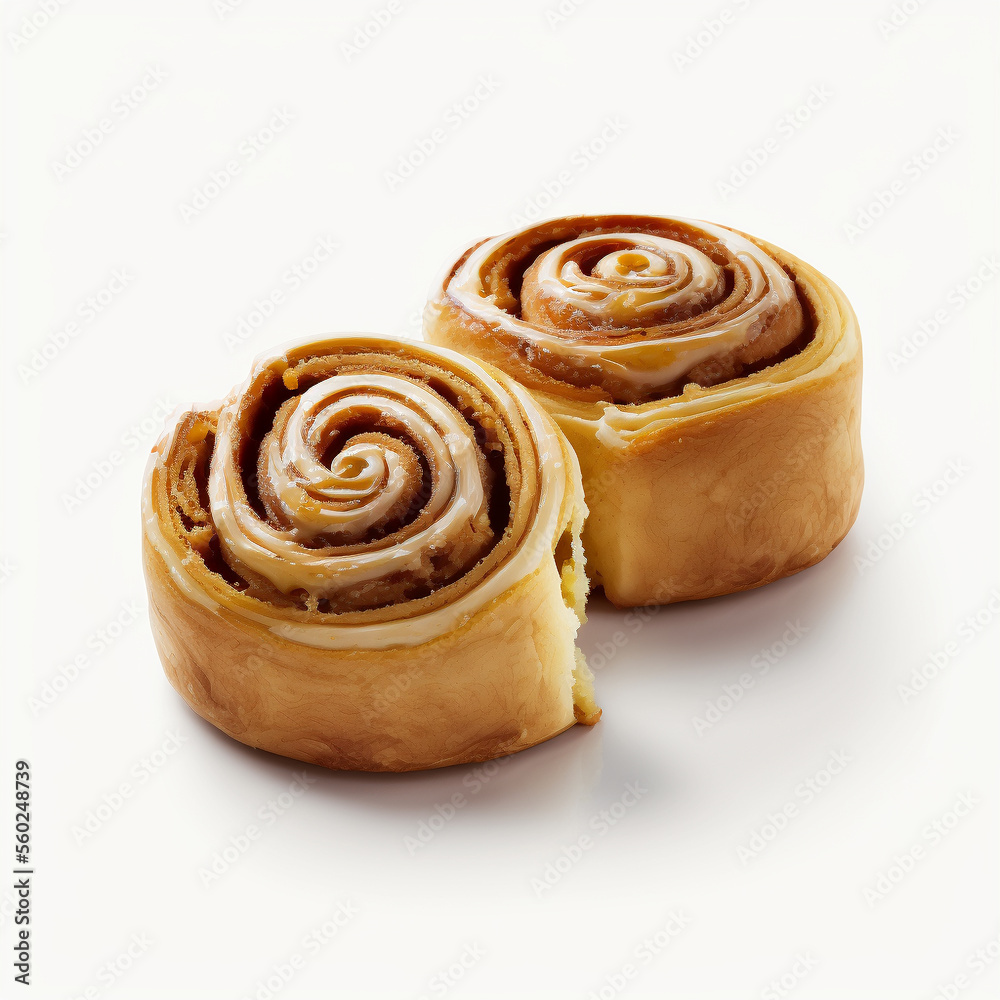 Fototapeta premium Delicious Cinnamon Rolls on White Background