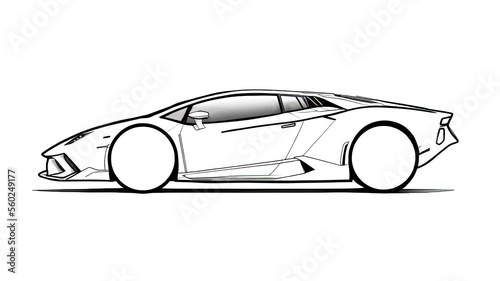 фотография Lamborghini Coloring Page | Black and White | Midjourney Ai Generated