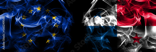 Flags of EU, European Union vs Panama