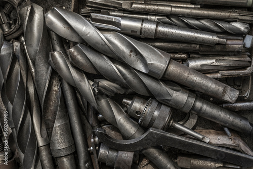 background pattern of used drilling tools