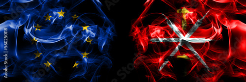 Flags of EU, European Union vs Russia, Russian, Tula Oblast