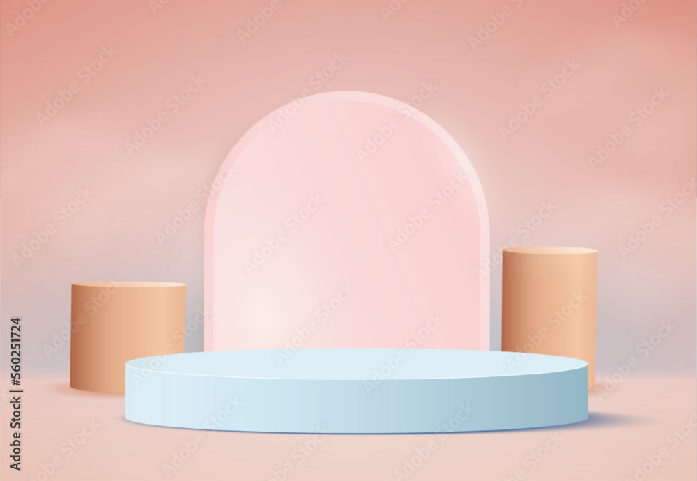 Abstract minimal scene with geometric 3d podium. product presentation, show cosmetic product display, mock up Abstract minimal scene with geometric 3d podium. product presentation, show cosmetic product display, mock up