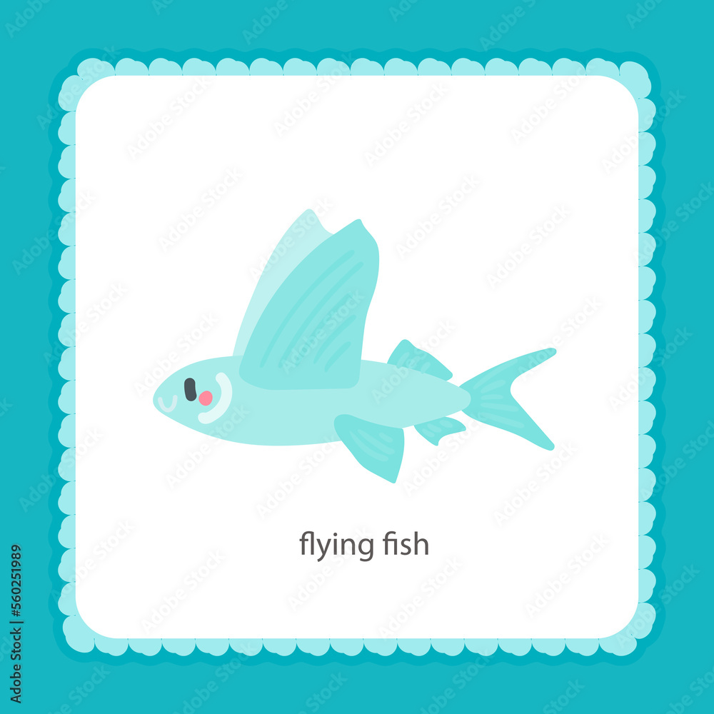 Obraz premium card with flying fish vector illustration