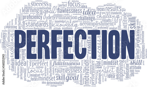 Perfection word cloud conceptual design isolated on white background.